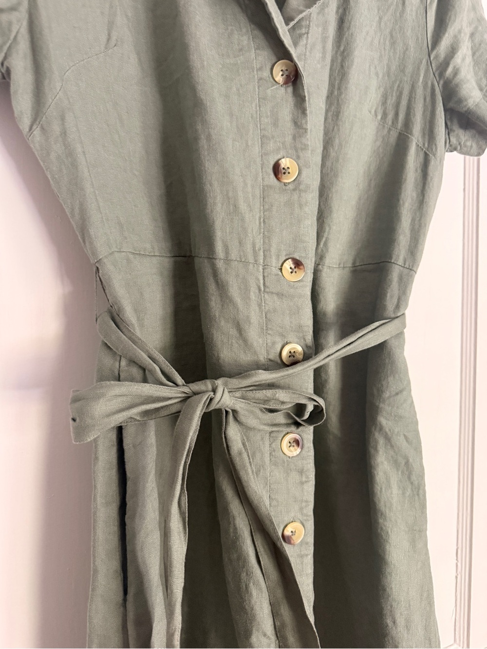 Quince 100% European Linen Button-Front Midi Dress - Picture 6 of 11